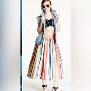 Alice + Olivia Colorful Striped Midi Skirt Sz 0/. Waist 26”